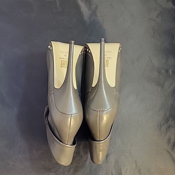 ALDO LEATHER STUDDED DETAILING ROUND TOE WOMEN"S HIGH HEEL STILETTOS ANKLE BOOTS - Picture 14 of 16